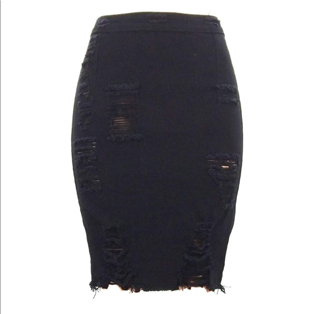 Women's Bodycon Ripped Denim Skirt - Picture 5 of 7
